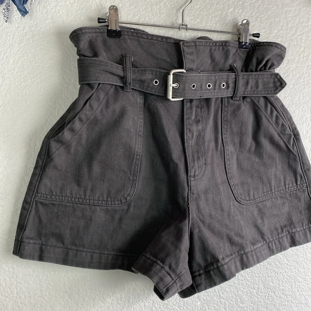 Blank NYC grey paperbag waist denim shorts - Picture 3 of 5